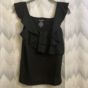 Nine West Black Ruffle Top